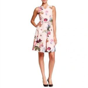 TED Baker London Deavon Oil Painting Floral Print Belted Sheath Dress